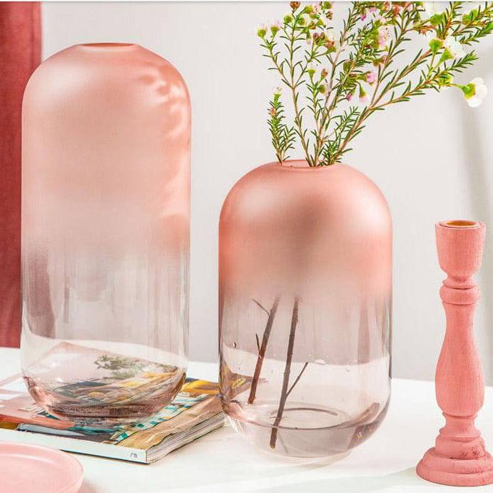 Frosted Glass Vase - Pink