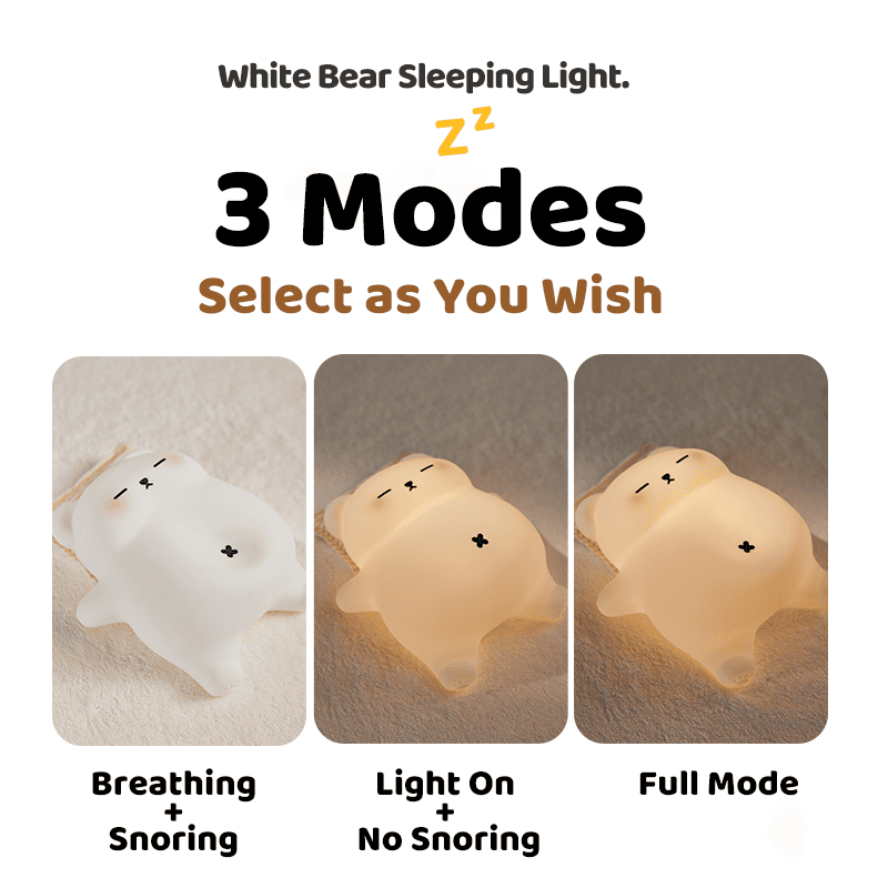 Breathing Bear Snuggly  Squishy Silicone Sleeping Companion Sound LED Night Light Perfect Gift