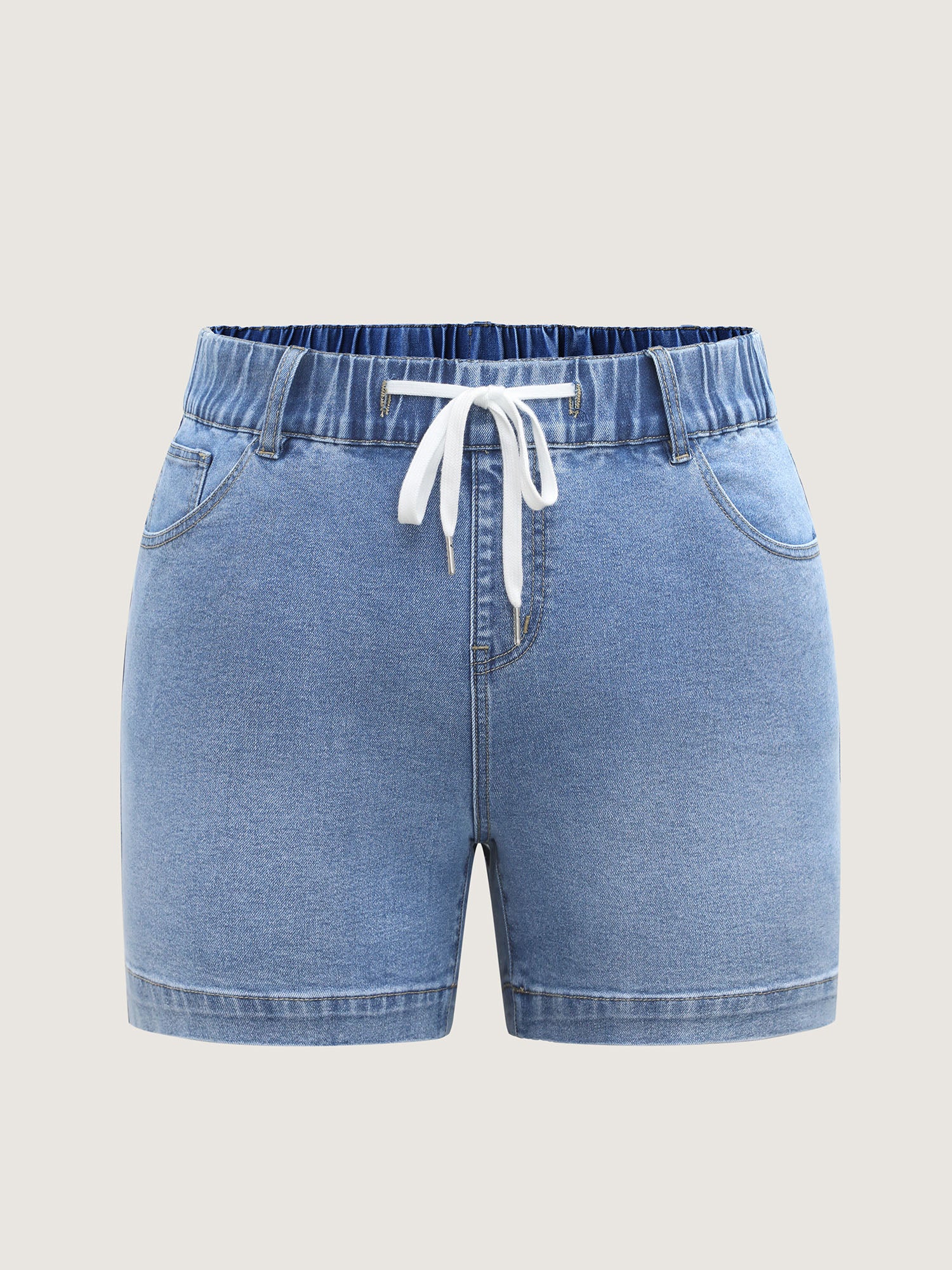 Pull-On Stretch Drawstring Waist Denim Shorts