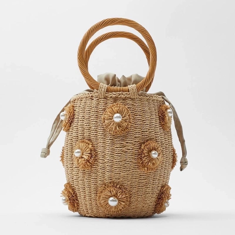 Women's Medium Spring&summer Straw Basic Handbag Bucket Bag