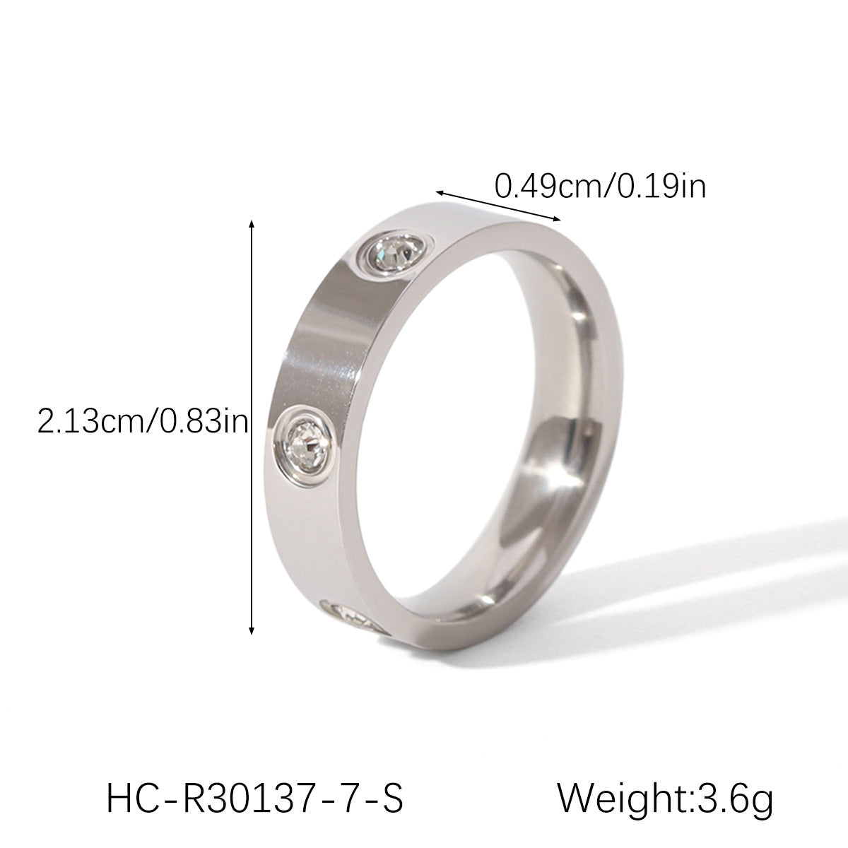 Ins Style Simple Stainless Steel Ring Diamond Ring Female 18K Gold Polished Titanium Steel Ring