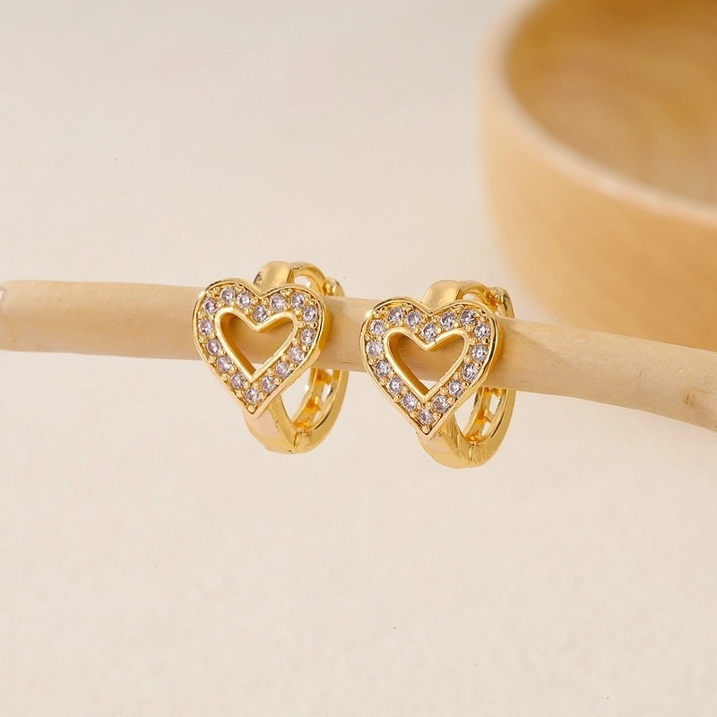 1 Piece IG Style Minimalist Geometric Inlay Copper Zircon Earrings