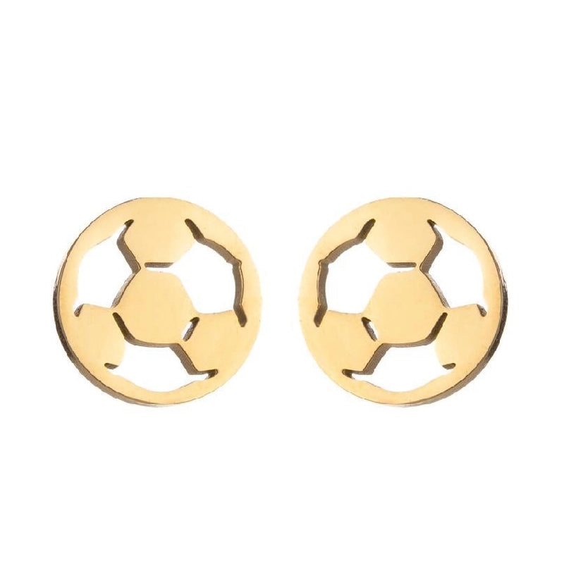 Minimalist Letter Skates Ball Stainless Steel Plating Hollow Out Ear Studs 1 Pair