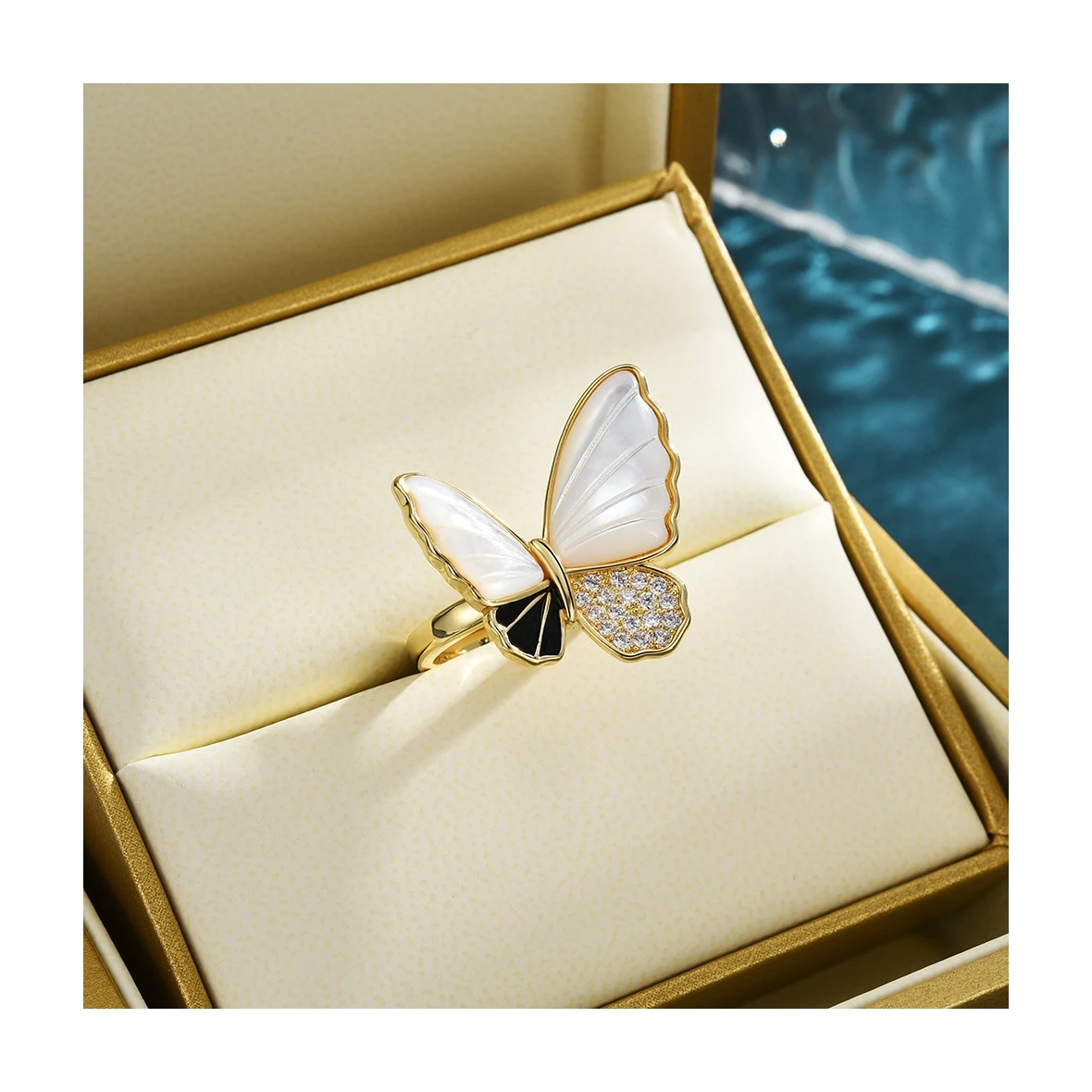 New Korean luxury open ring cute personality butterfly adjustable ring women accessories