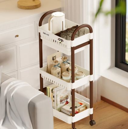 Home Storage Shelf Storage Trolley With Movable Pulley Kitchen Islands With Carts