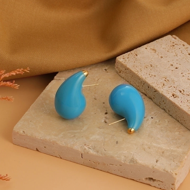 1 Pair Minimalist Commute Water Droplets Plating Stainless Steel Ear Studs