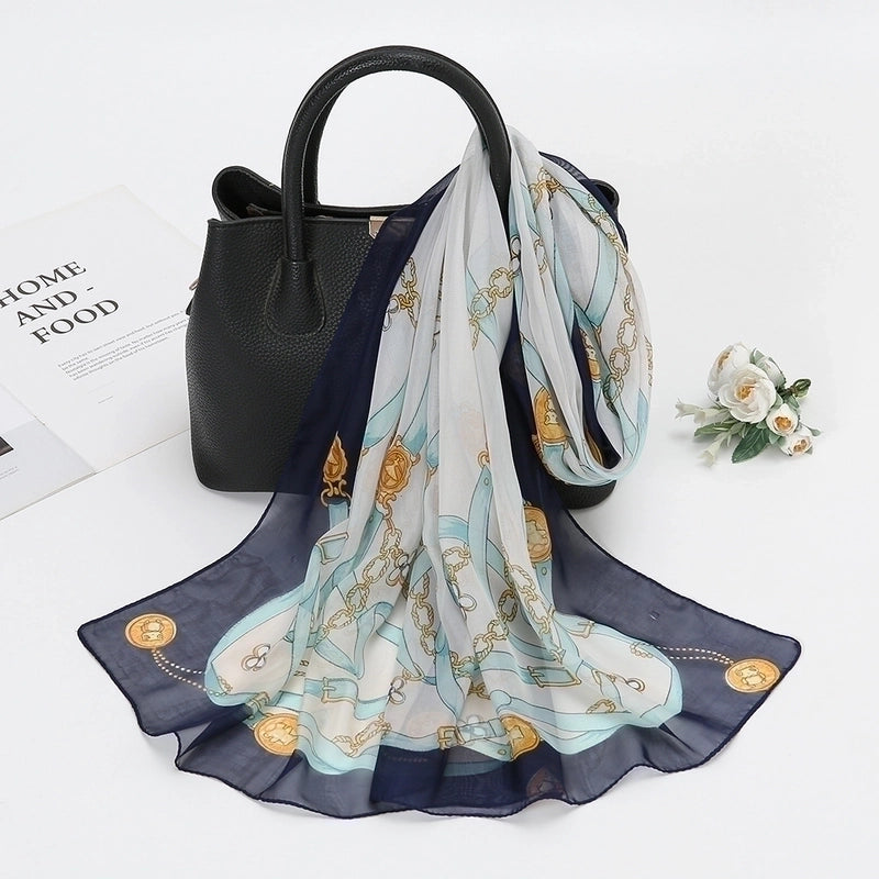 Women's Fashion Chains Print Chiffon Printing Silk Scarves