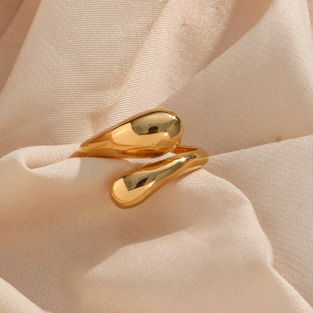 Women Fashion Snake Geometric Stainless Steel 18K Gold Plated Rings