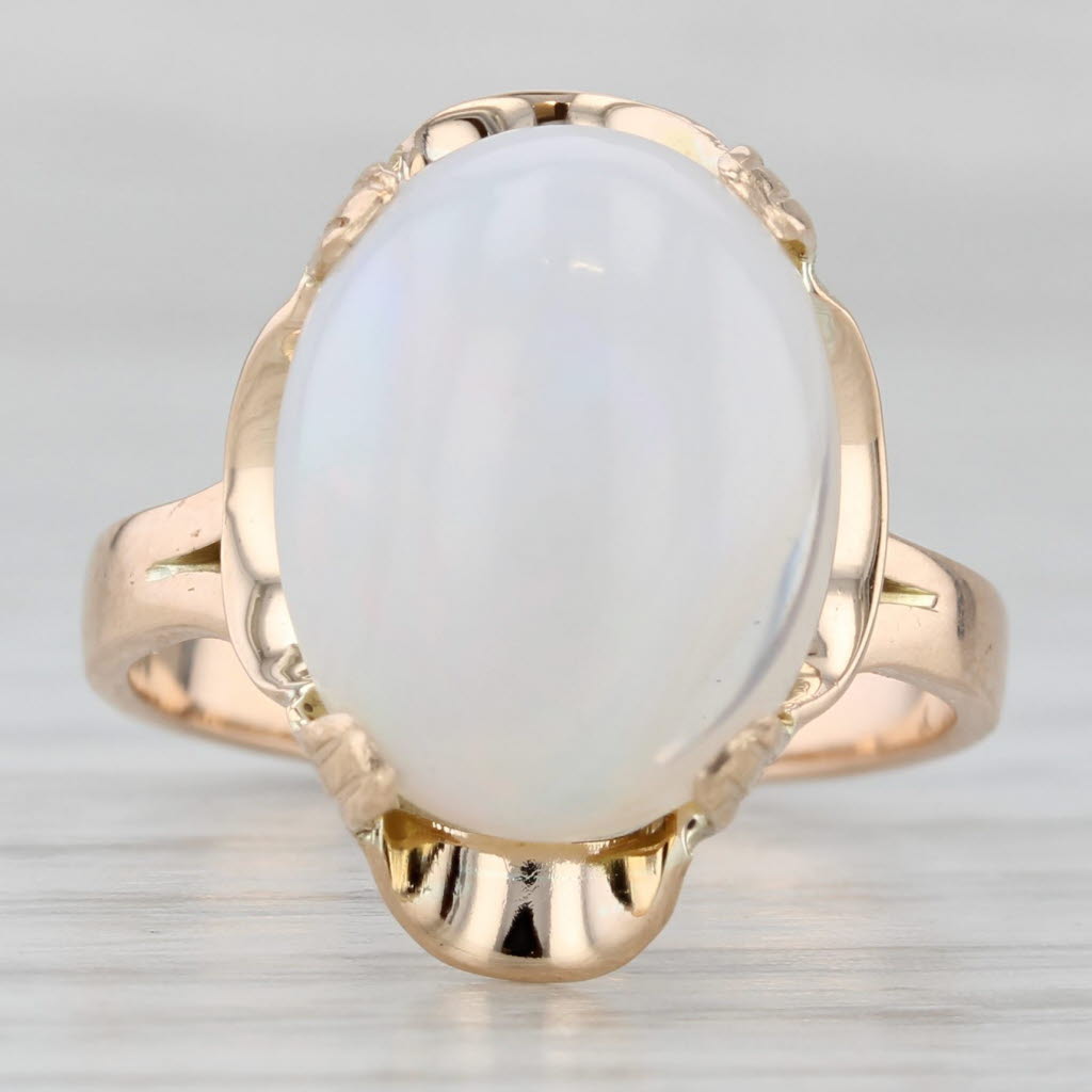 Vintage Welo Opal Oval Cabochon Ring 14k Yellow Gold Size 7