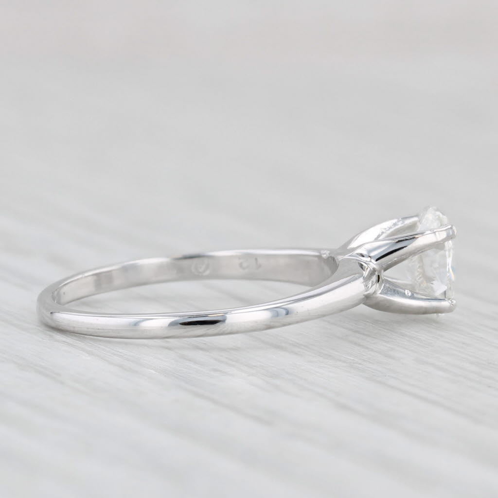 0.64ct Oval Diamond Solitaire Engagement Ring 18k White Gold Size 6.75
