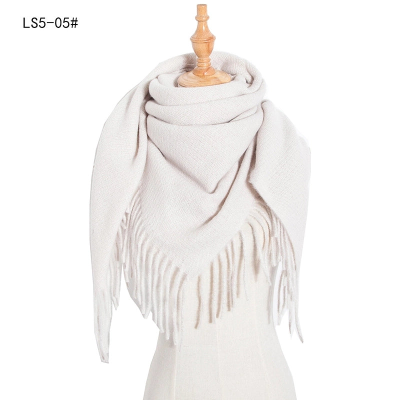 Scarf Women Tonglu Autumn And Winter New Polyester Spiny Hair Long Tassel Plaid Square Scarf Factory Direct Supply Shawl