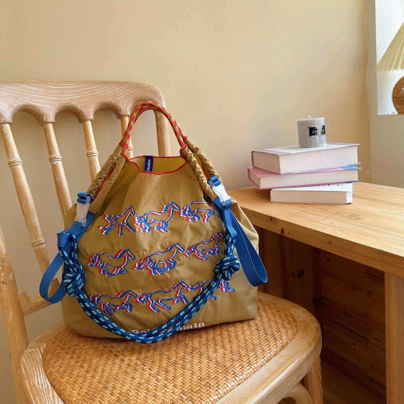 Women's Large Nylon Animal Donuts Basic Classic Style Square Open Shopping Bags