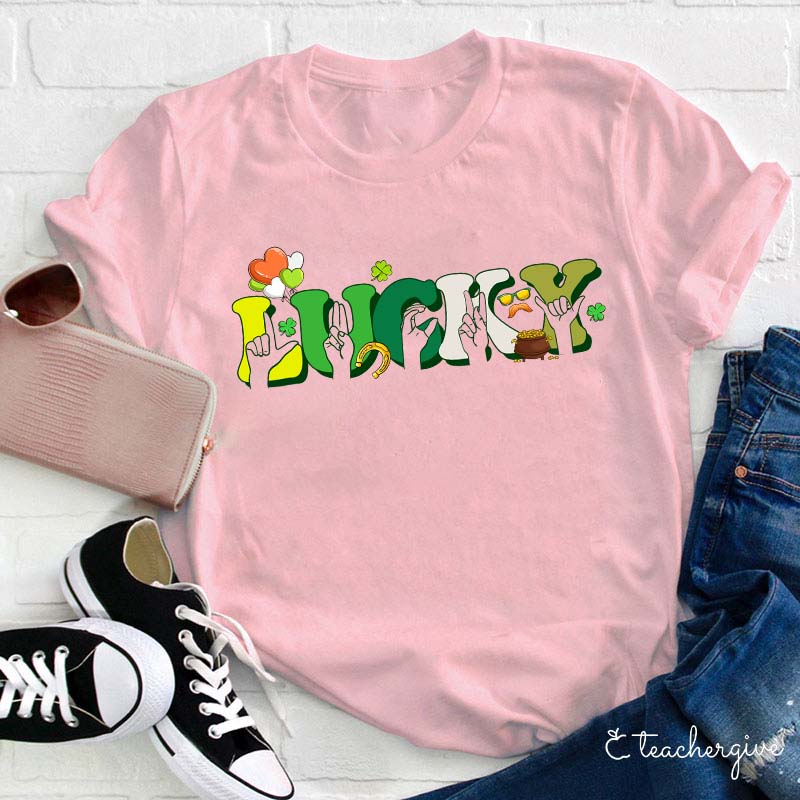 Sign Language Lucky Teacher T-Shirt