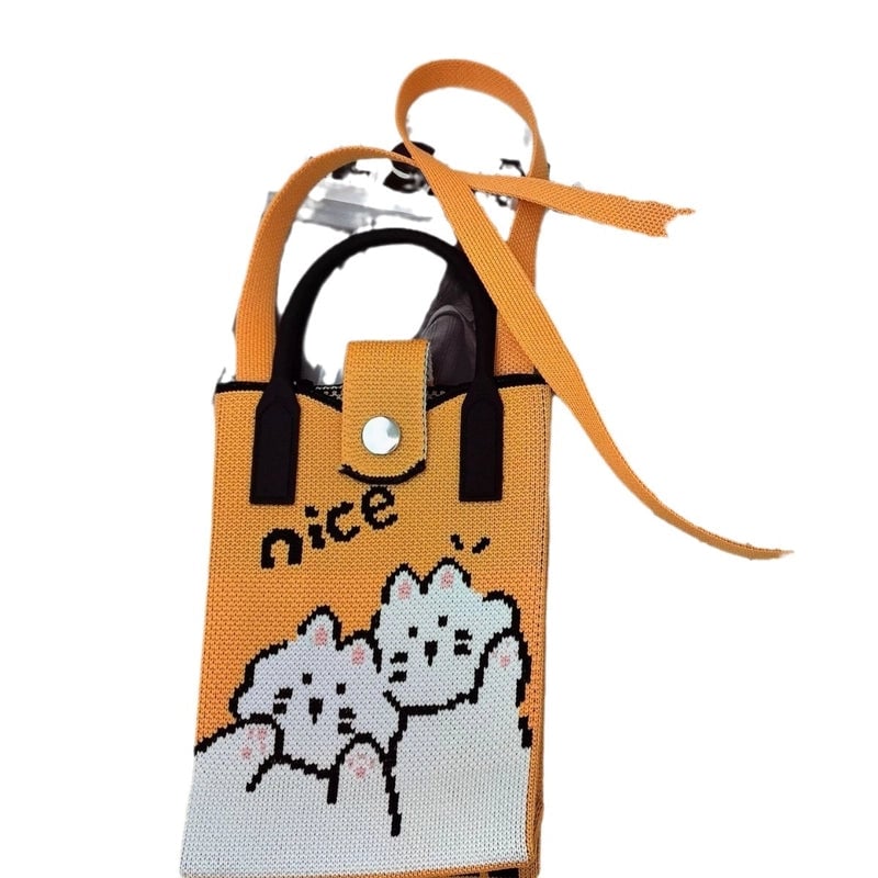 Women's Polyester Cartoon Cute Square Hidden Buckle Shoulder Bag Handbag Crossbody Bag