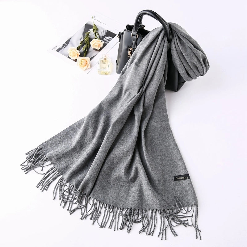 Solid Color 250g Cashmere Wool Scarf Short Thorn Lint Cashmere Warm Men's And Women's Autumn And Winter Shawls