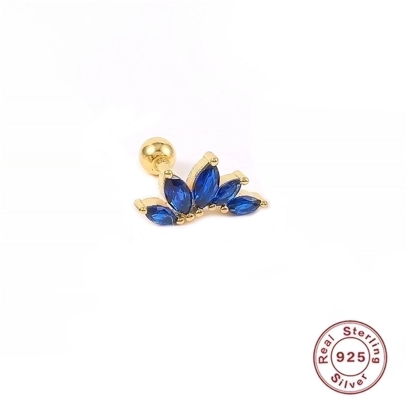 1 Piece Silver Zircon Geometric Ear Studs