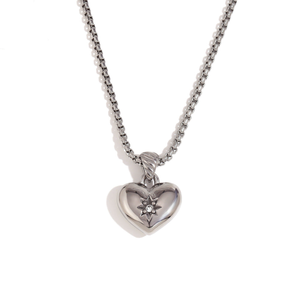 Fashion Heart Geometric Stainless Steel 18K Gold Plated Necklaces