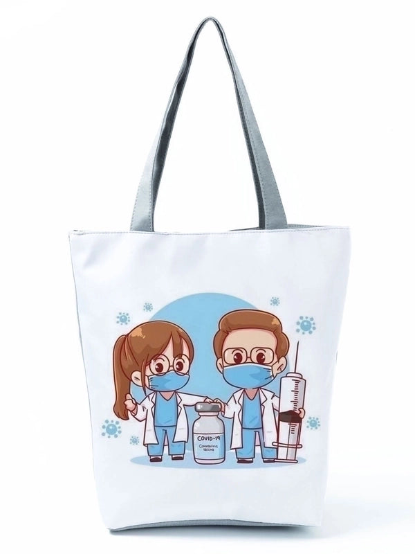 Women's Basic Letter Polyester Shopping Bags