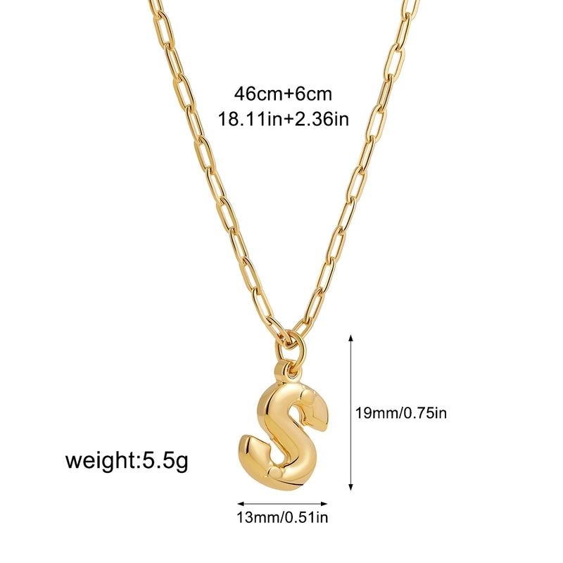 Preppy Style Solid Color Shiny Letter 304 Stainless Steel Pendant Necklace