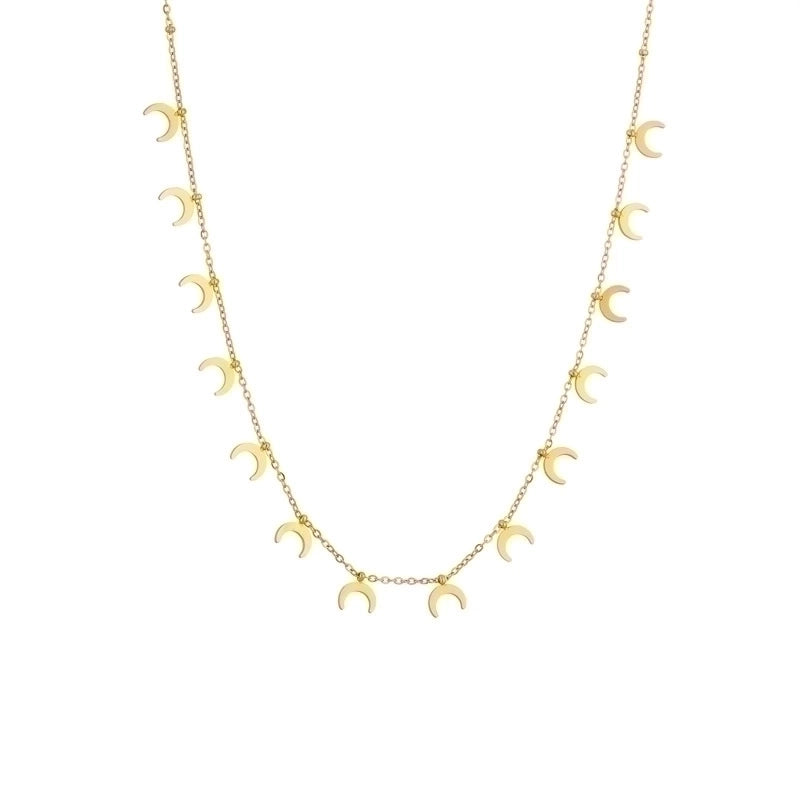Elegant Moon Heart Shape Butterfly Titanium Steel 18K Gold Plated Plating Necklace