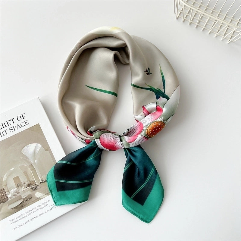 Women's Preppy Style Sweet Minimalist Plant Polyester Printing Silk Scarf