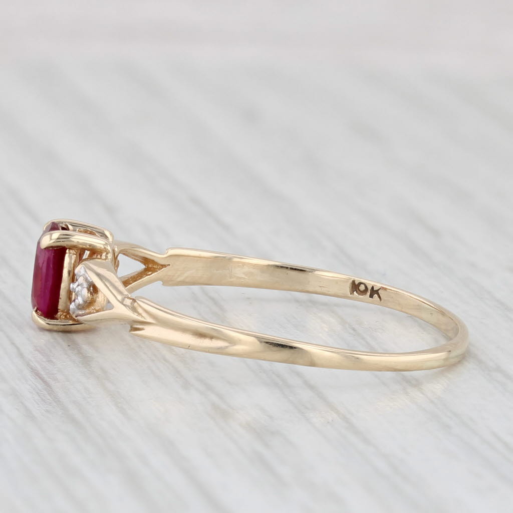 0.50ctw Oval Lab Created Ruby Ring 10k Yellow Gold Size 10.75