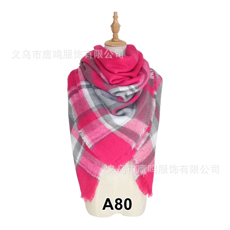 Autumn And Winter Plaid Square Extensive Warm Cashmere Scarf Women's Scarf