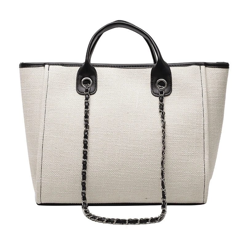 Women'S Large Canvas Solid Color Streetwear Square Zipper Tote Bag