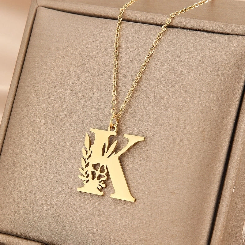Basic Classic Style Letter Stainless Steel Plating Pendant Necklace