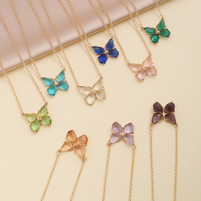 Women Butterfly Alloy Electroplating Necklaces
