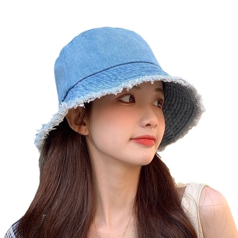 Basin Hat Cowboy Hat Female Fisherman Hat Sun Protection Hat Korean Fashion Sun Hat Cover Face Fashion Brand Face Look Small