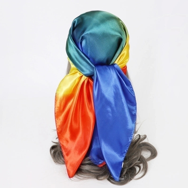 Women's Elegant Gradient Color Polyester Printing Silk Scarf