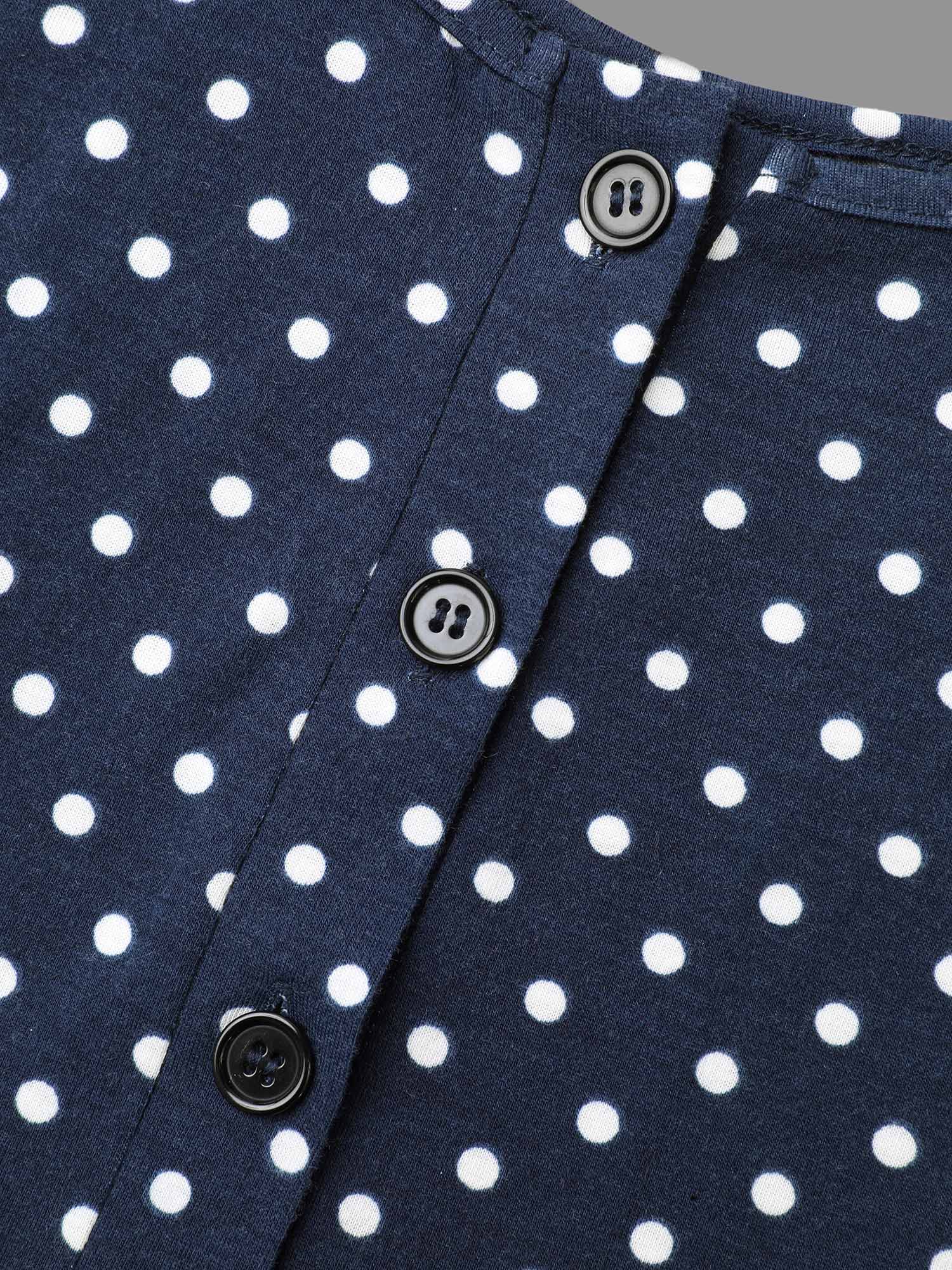 U Neck Polka Dot Button Up Sleep Jumpsuit