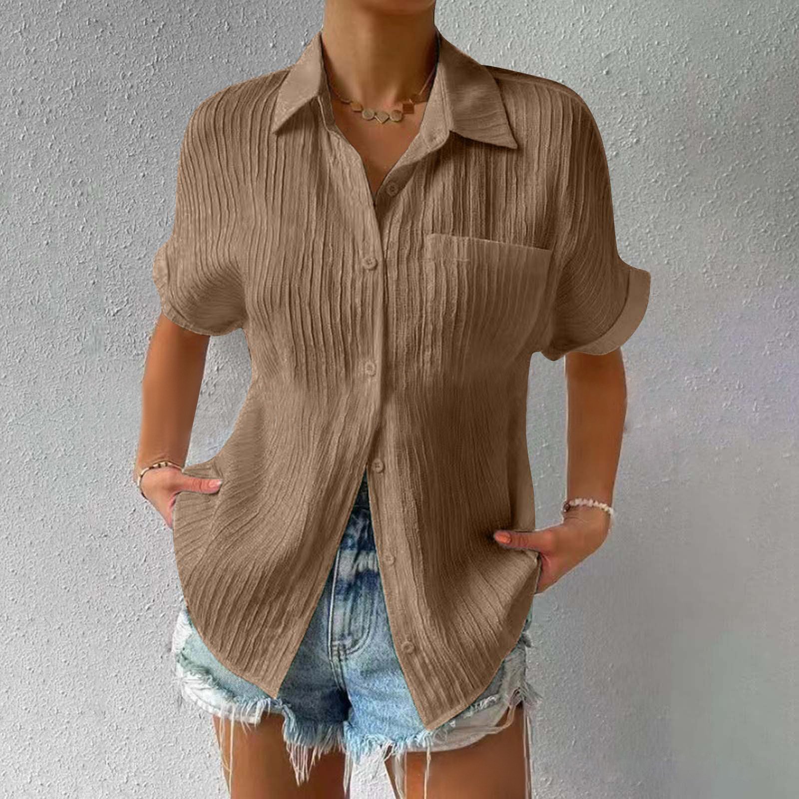 🔥2024 HOT VENTA-49% OFF🔥Blusa Holgada Informal Con Botones Y Cuello Camisero