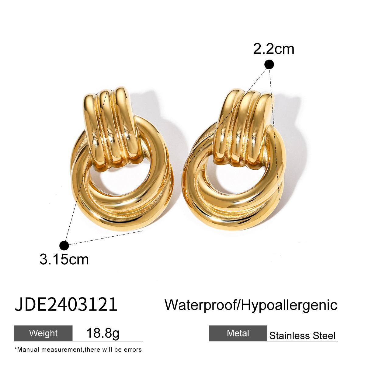 Jie Ding Color Matching Stainless Steel Hoop Earrings Niche Earrings Titanium Steel Earrings Earrings