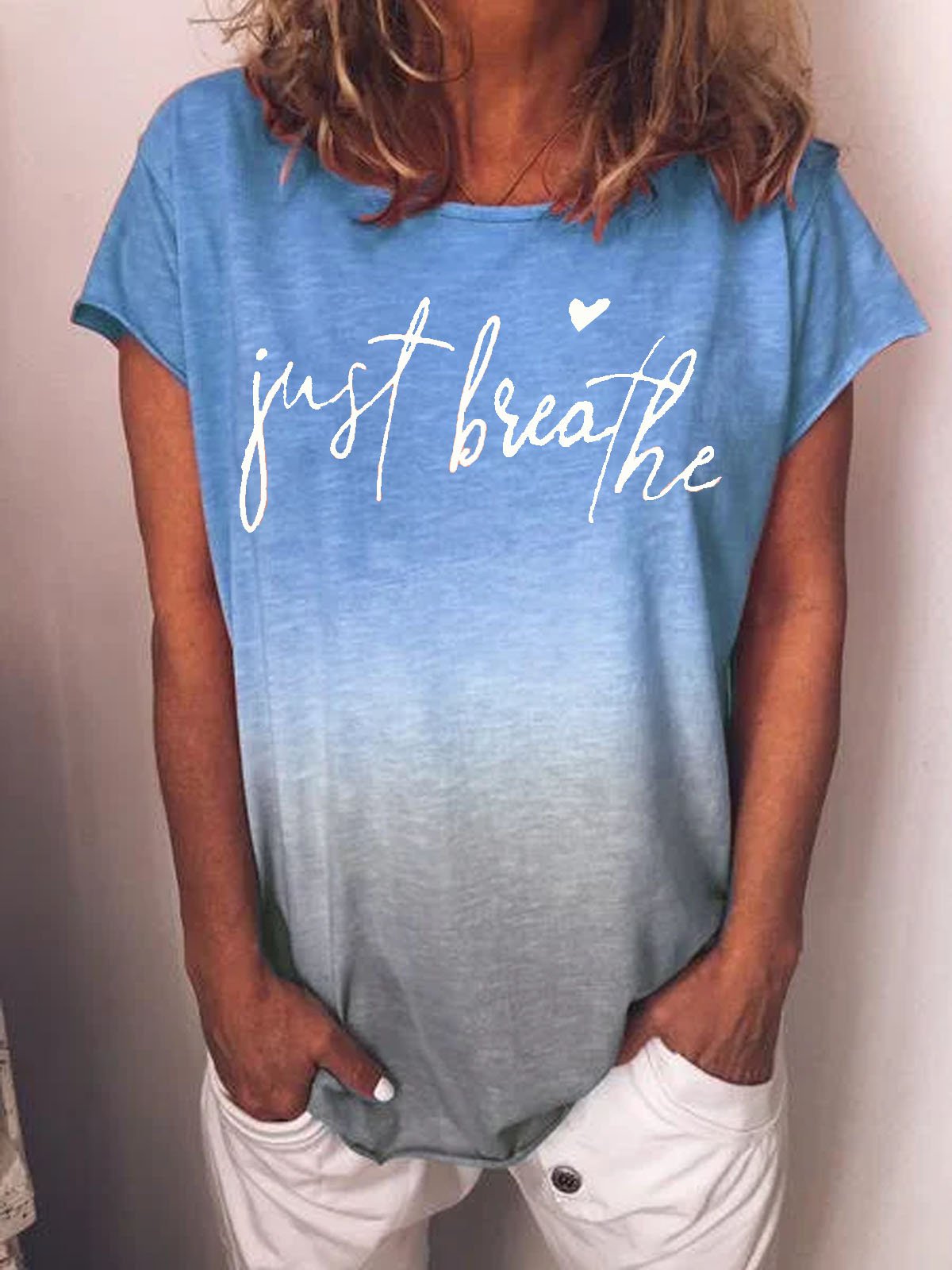 Letter Crew Neck Casual Shirts & Tops