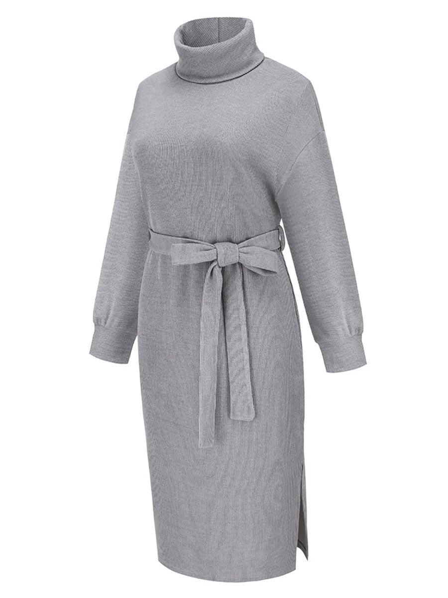 High Neck Lace-Up Knit Dress(4 colors)