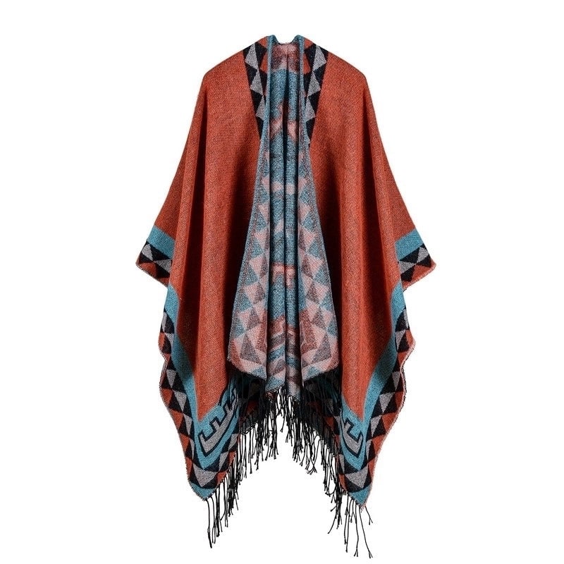 Women's Retro Lattice Imitation Cashmere Sewing Shawls