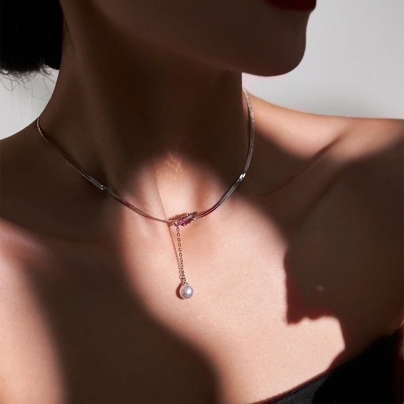 Elegant Solid Color Copper Inlay Rhinestones Pendant Necklace