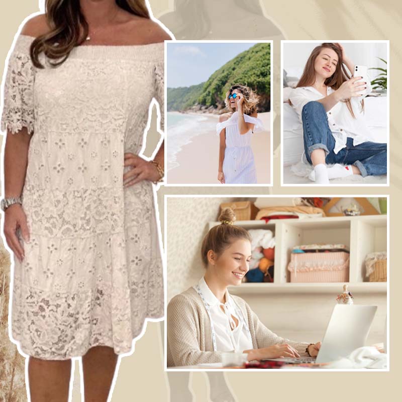 💃Lace Hollow Patchwork Strapless Dress For Women