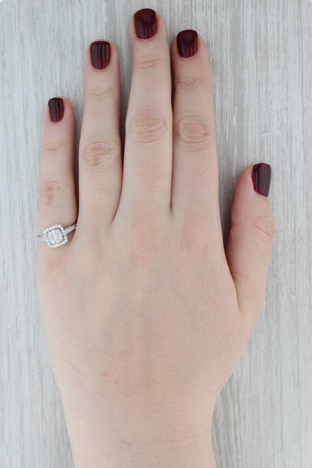 0.27ctw Diamond Cluster Halo Engagement Ring 14k White Gold Size 7