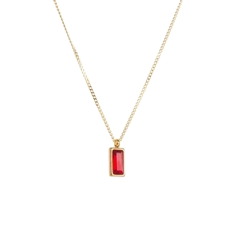 Fashion Heart Shape Rectangle 304 Stainless Steel Hollow Out Inlay Stainless Steel Necklaces