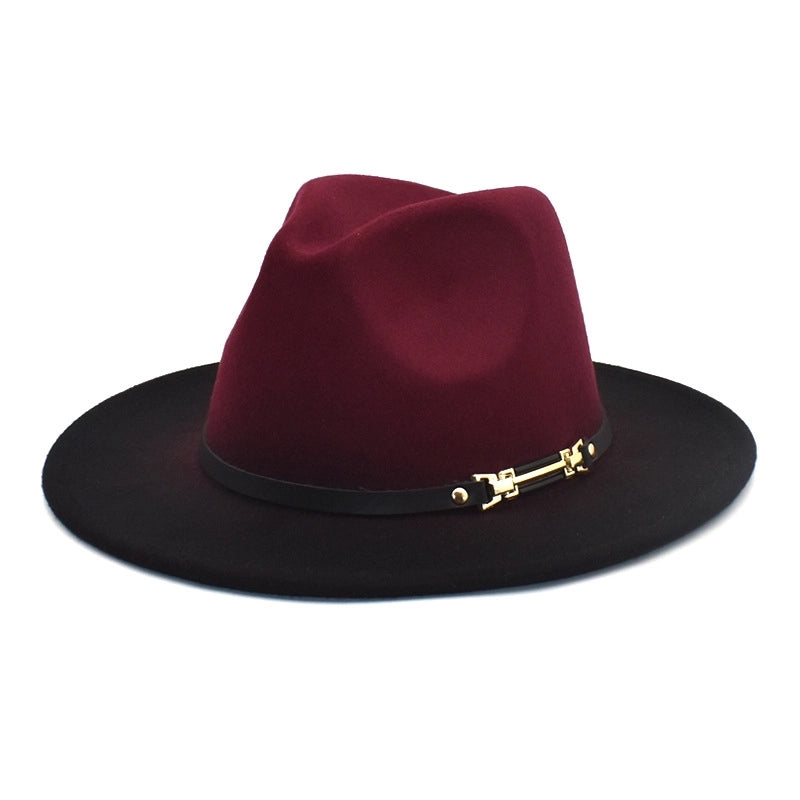 Unisex Fashion Color Block Gradient Color Flat Eaves Fedora Hat