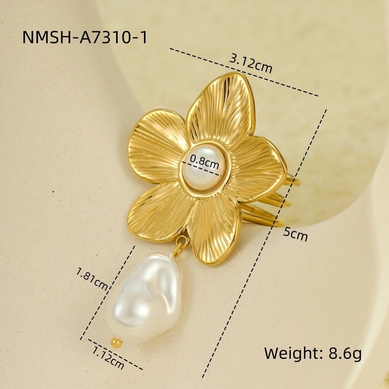 Lady Flower Titanium Steel Women's Scarf Ring