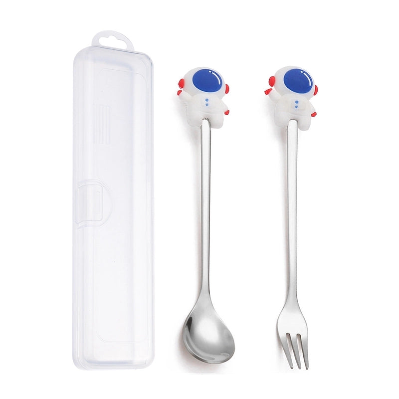 Christmas Cute Animal Santa Claus Stainless Steel Tableware 2 Pieces