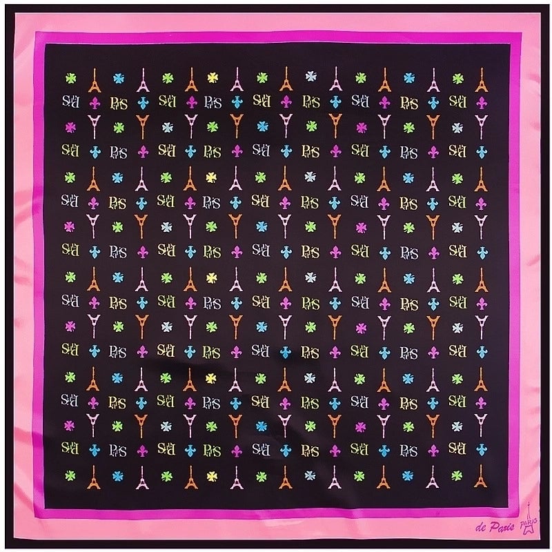 Silk Chain Carriage Oil Painting Flowers Ladies 90cm Square Scarf