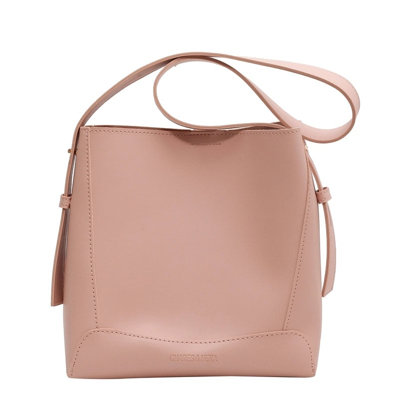Women's All Seasons Pu Leather Solid Color Classic Style Bucket Magnetic Buckle Shoulder Bag