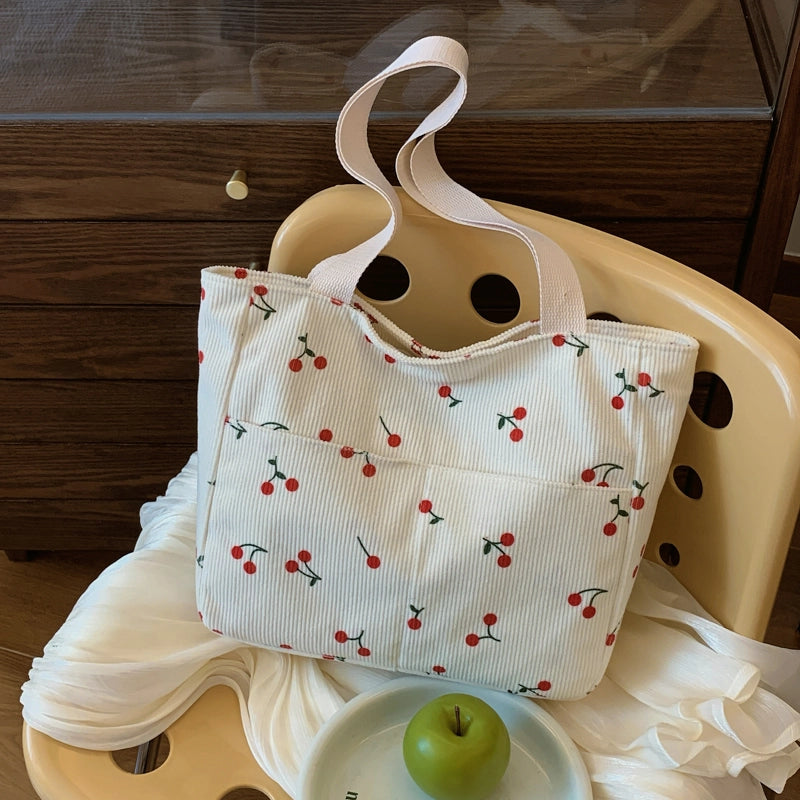 Women's Cloth Strawberry Bow Knot Streetwear Square Zipper Shoulder Bag