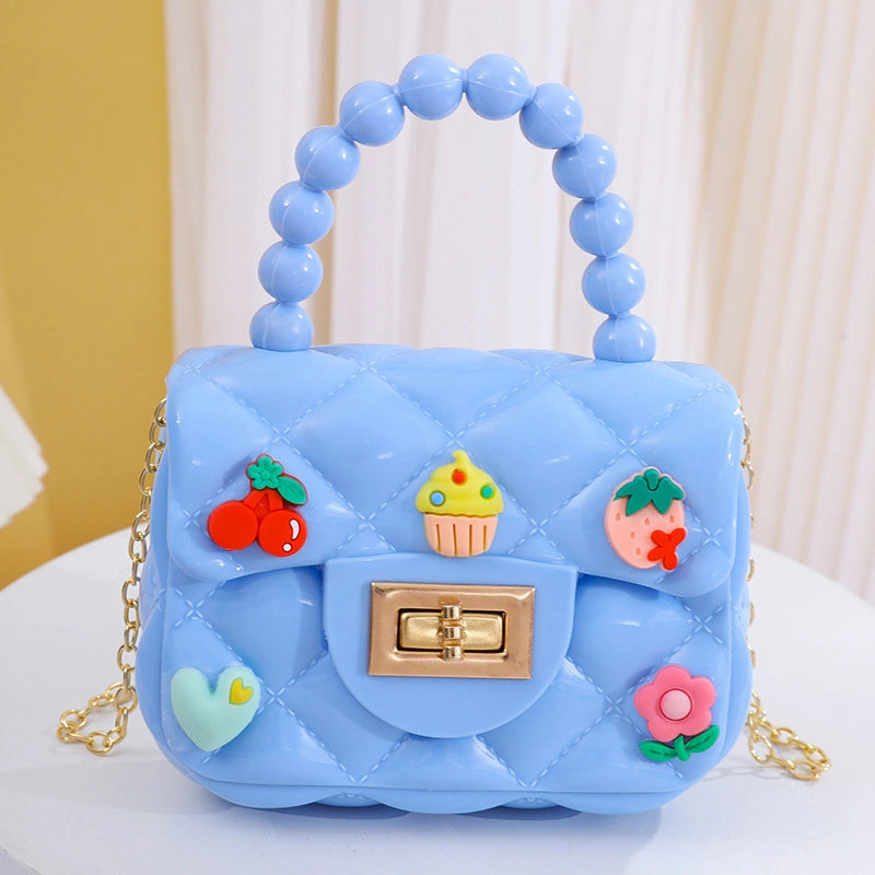 Women's Small PVC Color Block Streetwear Square Lock Clasp Handbag