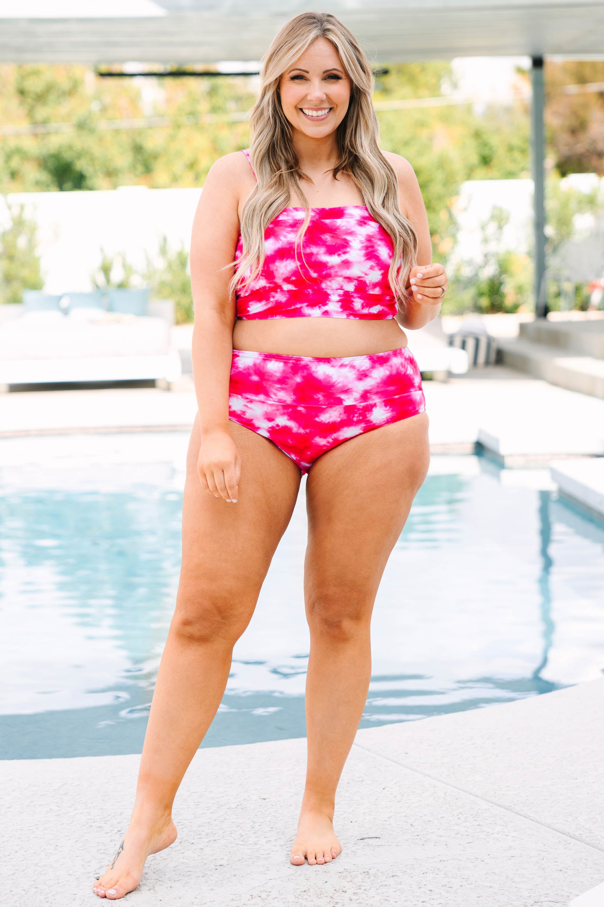 Hidden Islands Swim Bottom. Tie Dye-Pink